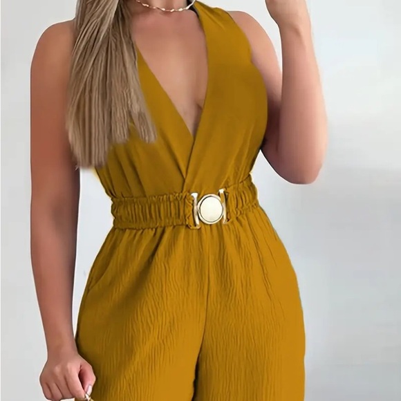 Elegant Mustard Jumpsuit - Picture 1 of 6